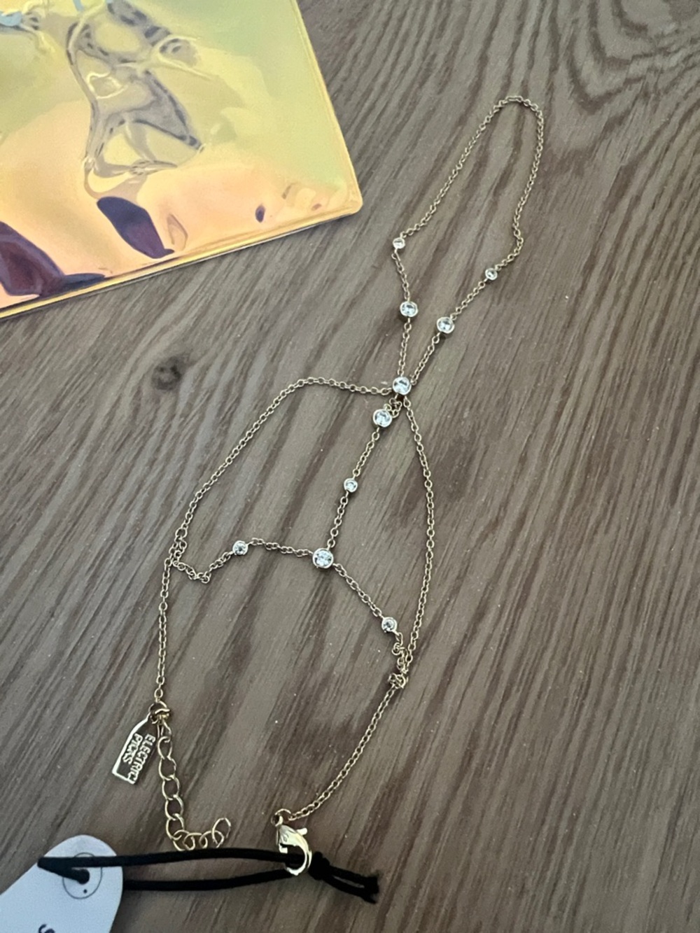 Electric Picks Gold Bezel Diamond Hand Chain nwt
